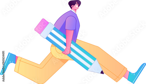 Figure holding a fountain pen writing, drawing, creating sketches, hand-drawn illustrations
