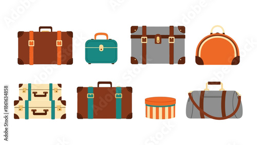 Vintage travel luggage collection: stylish retro suitcases and bags