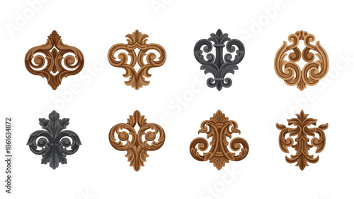 Elegant ornamental floral designs in vintage baroque style