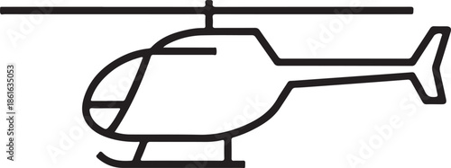 Helicopter Silhouette Isolated on White Background – Military and Rescue Aircraft Vector