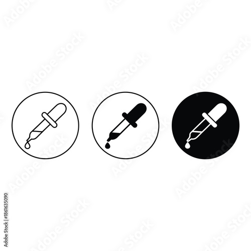 Three distinct droplet icons featuring pipettes in circular outlines