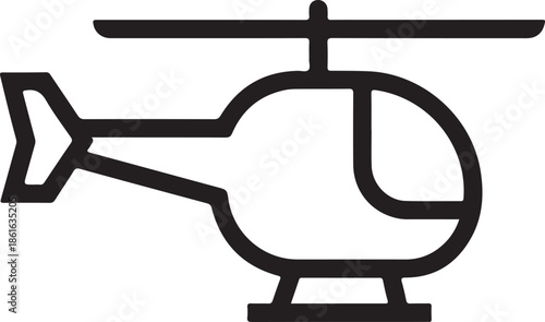 Helicopter Silhouette Isolated on White Background – Military and Rescue Aircraft Vector