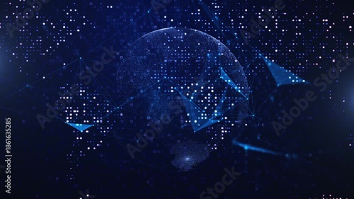 world map with binary code