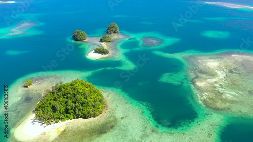 Wallpaper Mural Aerial drone of Seascape with beautiful beach. Britania Islands, Surigao del Sur, Philippines. Torontodigital.ca