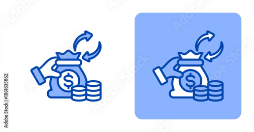 Cashflow Line Color  Two-tone color and contrasting background icon illustration