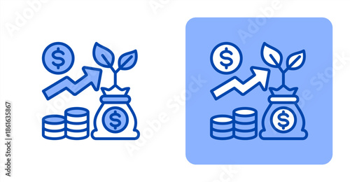 Investment Line Color  Two-tone color and contrasting background icon illustration