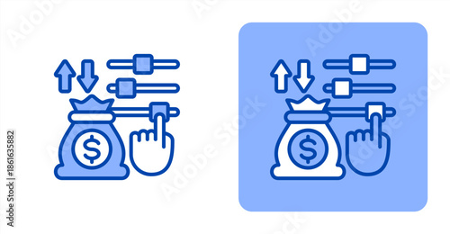 Adjustment Line Color  Two-tone color and contrasting background icon illustration