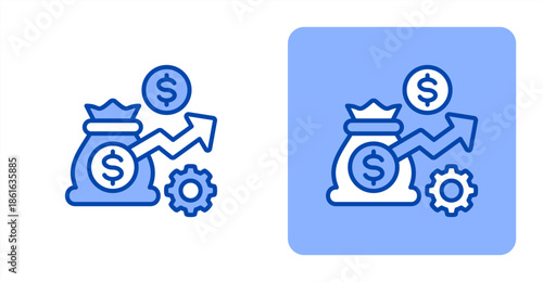 Optimization Line Color  Two-tone color and contrasting background icon illustration