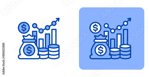Financial Line Color  Two-tone color and contrasting background icon illustration