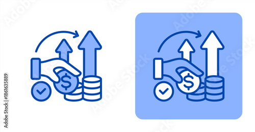 Efficiency Line Color  Two-tone color and contrasting background icon illustration