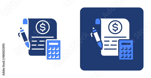 Assessment Glyph Color  Two-tone color and contrasting background icon illustration