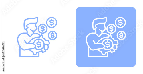 Savings Line  Two-tone color and contrasting background icon illustration