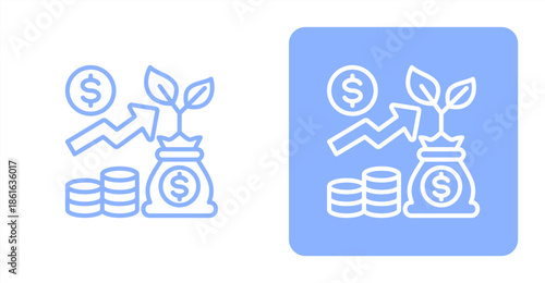 Investment Line  Two-tone color and contrasting background icon illustration