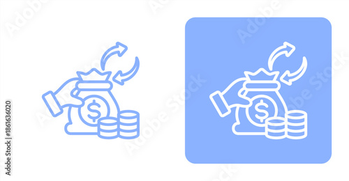 Cashflow Line  Two-tone color and contrasting background icon illustration
