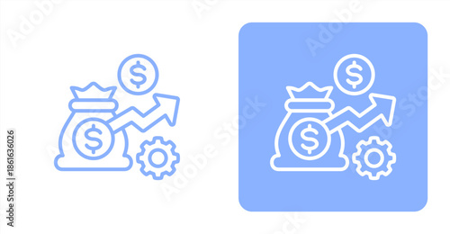 Optimization Line  Two-tone color and contrasting background icon illustration