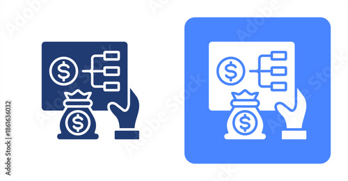 Planning Glyph  Two-tone color and contrasting background icon illustration