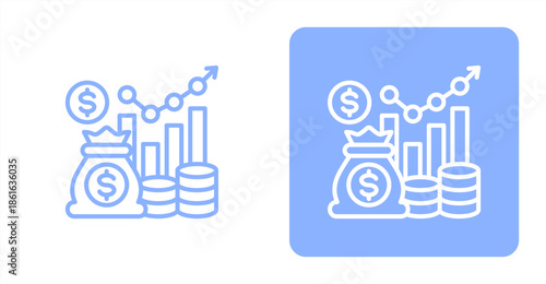 Financial Line  Two-tone color and contrasting background icon illustration