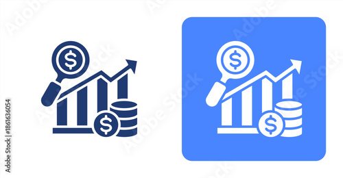 Analysis Glyph  Two-tone color and contrasting background icon illustration