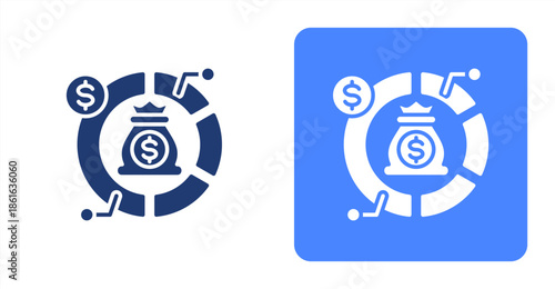 Allocation Glyph  Two-tone color and contrasting background icon illustration