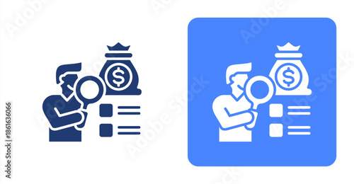 Tracking Glyph  Two-tone color and contrasting background icon illustration