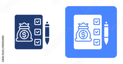 Evaluation Glyph  Two-tone color and contrasting background icon illustration