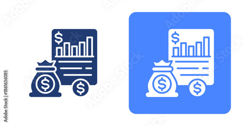 Reporting Glyph  Two-tone color and contrasting background icon illustration