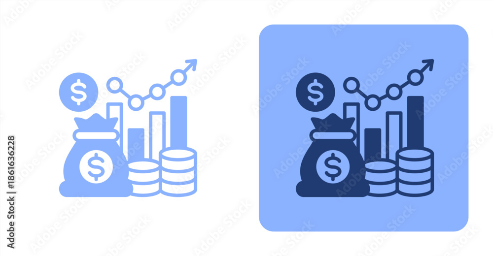 Obraz premium Financial Mixed Two-tone color and contrasting background icon illustration