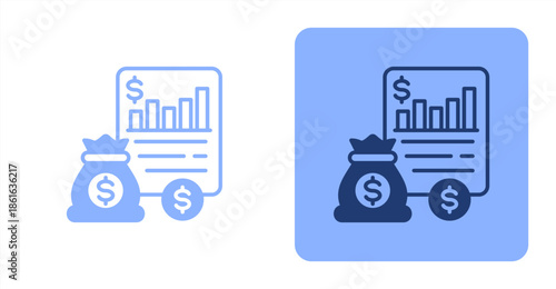 Reporting Mixed  Two-tone color and contrasting background icon illustration