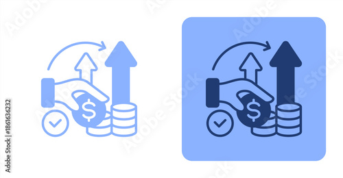 Efficiency Mixed  Two-tone color and contrasting background icon illustration