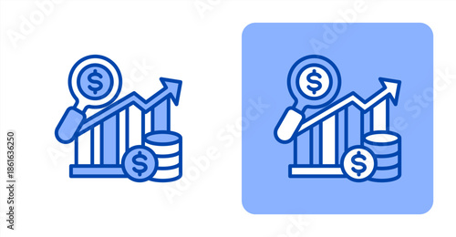 Analysis Line Color  Two-tone color and contrasting background icon illustration