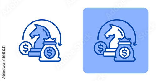 Strategy Line Color  Two-tone color and contrasting background icon illustration