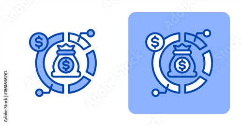 Allocation Line Color  Two-tone color and contrasting background icon illustration