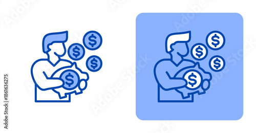 Savings Line Color  Two-tone color and contrasting background icon illustration