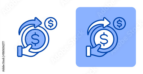 Expenditure Line Color  Two-tone color and contrasting background icon illustration