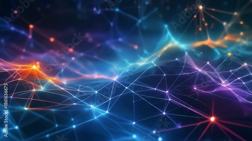 Wallpaper Mural Abstract digital network with interconnected blue lines and nodes. Torontodigital.ca