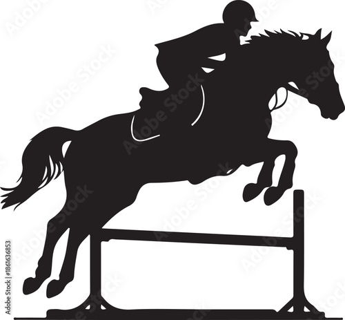 Horse Jumping Silhouette Isolated on White Background – Equestrian Sport Vector