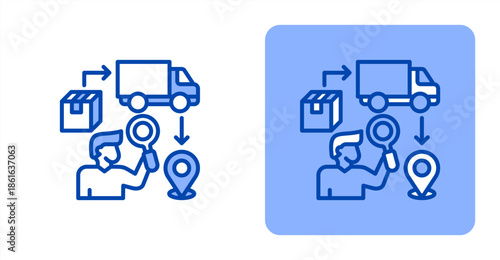 Order Tracking Line Color  Two-tone color and contrasting background icon illustration
