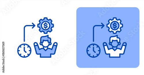 Efficiency Line Color  Two-tone color and contrasting background icon illustration