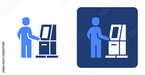Kiosk Glyph Color  Two-tone color and contrasting background icon illustration