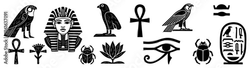 Vintage collection of ancient Egyptian symbols and icons