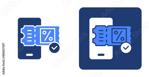 E-Ticket Glyph Color  Two-tone color and contrasting background icon illustration