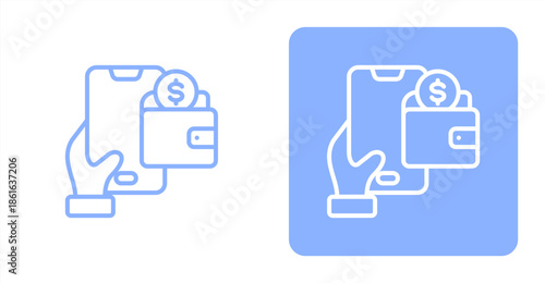 Digital Wallet Line  Two-tone color and contrasting background icon illustration