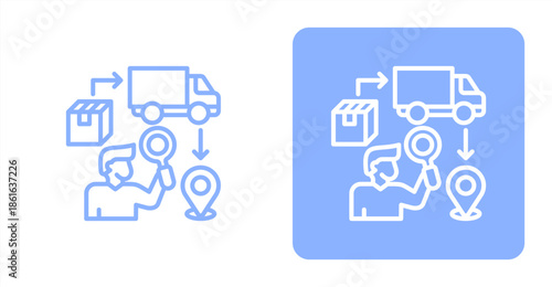 Order Tracking Line  Two-tone color and contrasting background icon illustration