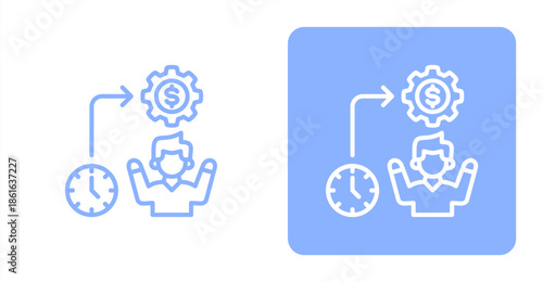 Efficiency Line  Two-tone color and contrasting background icon illustration