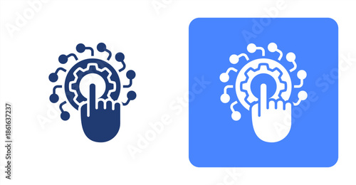 Digitalization Glyph  Two-tone color and contrasting background icon illustration