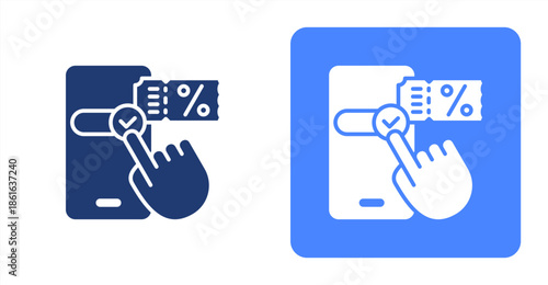 Online Reservation Glyph  Two-tone color and contrasting background icon illustration