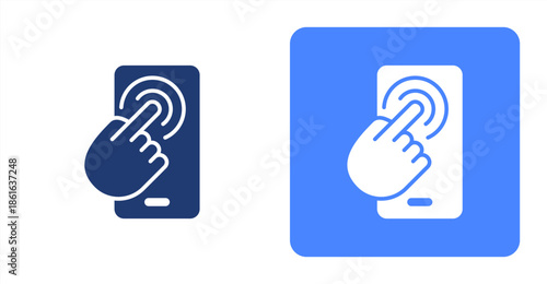 Touchscreen Glyph  Two-tone color and contrasting background icon illustration