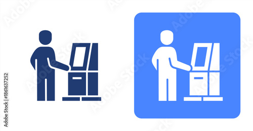 Kiosk Glyph  Two-tone color and contrasting background icon illustration