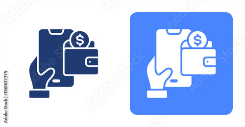 Digital Wallet Glyph  Two-tone color and contrasting background icon illustration
