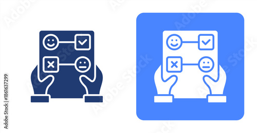 Feedback Form Glyph  Two-tone color and contrasting background icon illustration